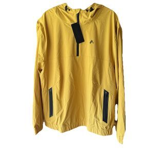 Alphalete EXP Tech Windbreaker Jacket Size XL Exotic Yellow Hooded 1/4 Zip NWT